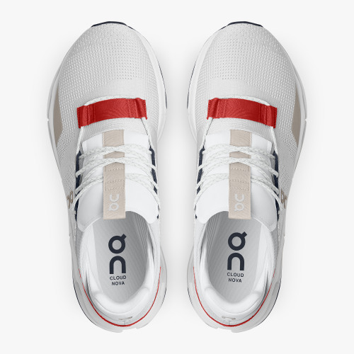On Running Shoes Men's Cloudnova-White | Red - Click Image to Close