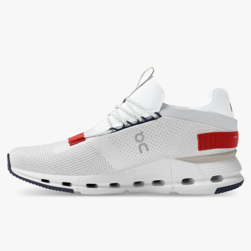 On Running Shoes Men's Cloudnova-White | Red - Click Image to Close
