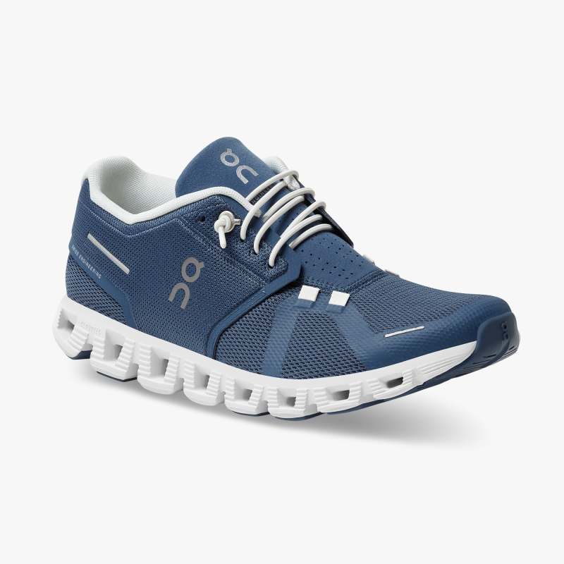 On Running Shoes Women's Cloud 5-Denim | White - Click Image to Close