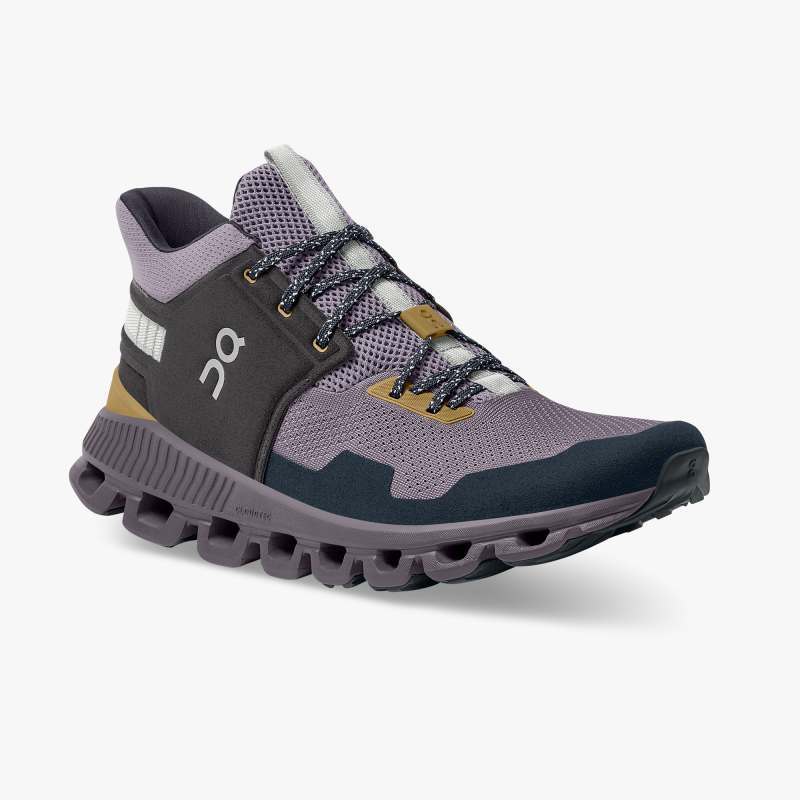 On Running Shoes Men's Cloud Hi Edge-Pebble | Lilac - Click Image to Close