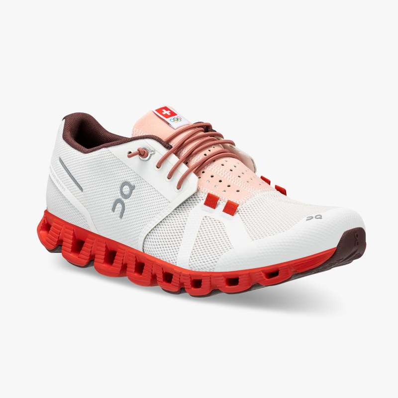 On Running Shoes Women's Cloud Swiss Olympic-Red | White - Click Image to Close