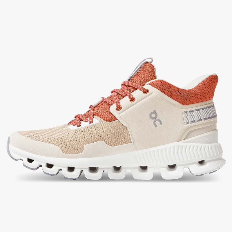 On Running Shoes Women's Cloud Hi Edge-Sand | Pearl - Click Image to Close