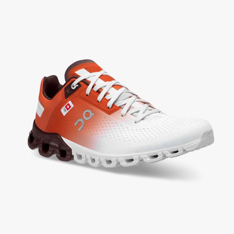 On Running Shoes Women's Cloudflow Swiss Olympic-Swiss Olympic Rust | White - Click Image to Close