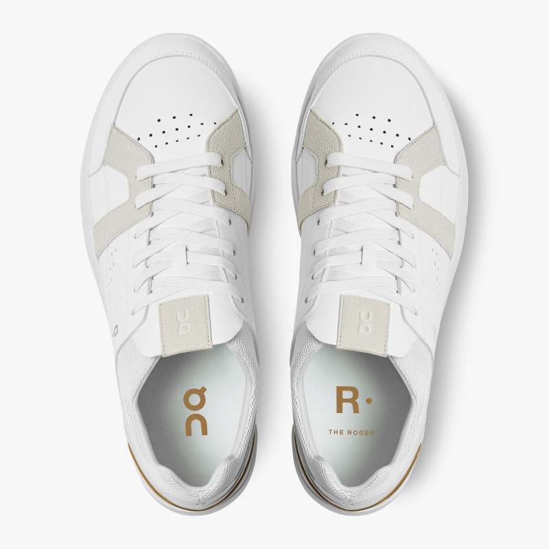 On Running Shoes Women's THE ROGER Clubhouse-White | Bronze - Click Image to Close