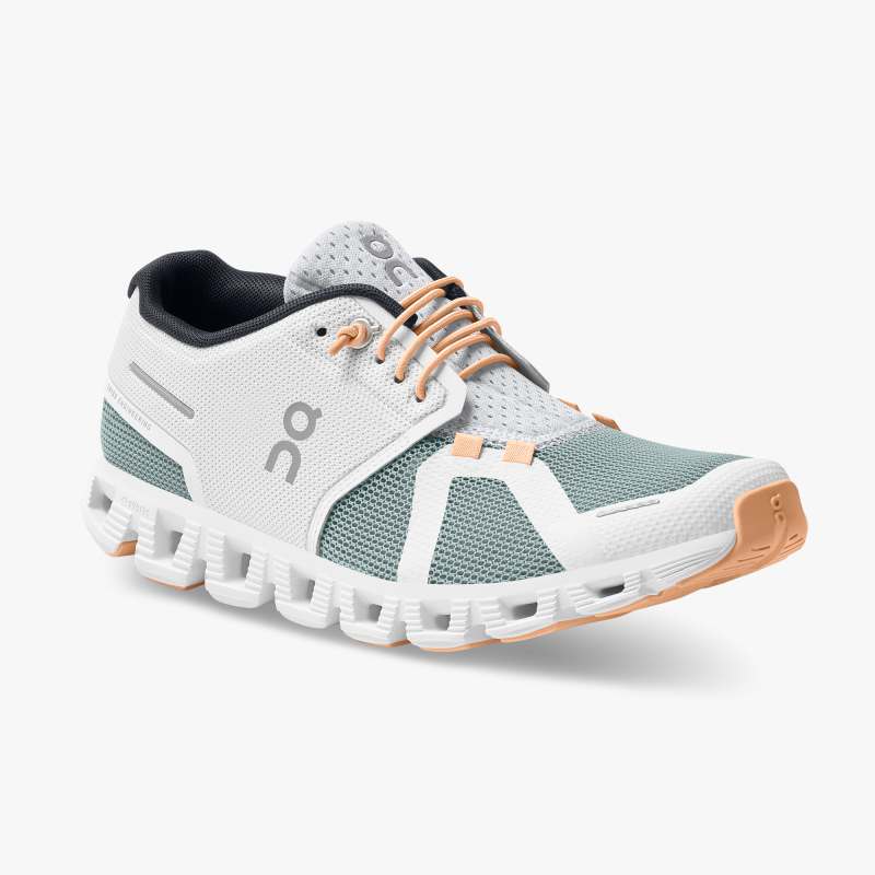 On Running Shoes Women's Cloud 5 Push-White | Cobble - Click Image to Close