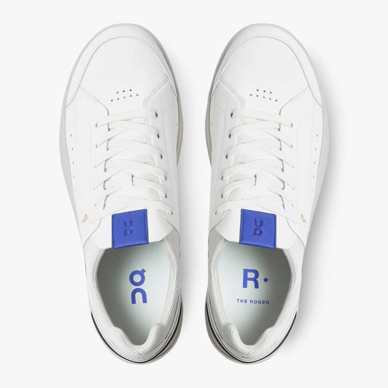 On Running Shoes Men's THE ROGER Centre Court-White | Indigo - Click Image to Close
